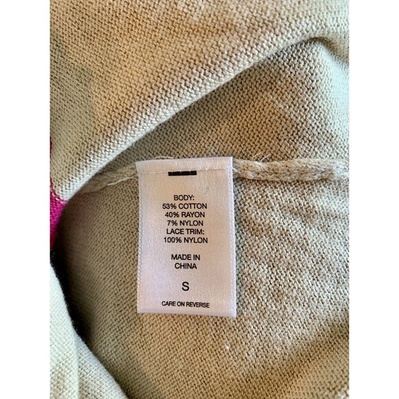 New York & Company Lace Pink Tan Short Sleeve Button Up Cardigan Size Small New - Picture 4 of 9